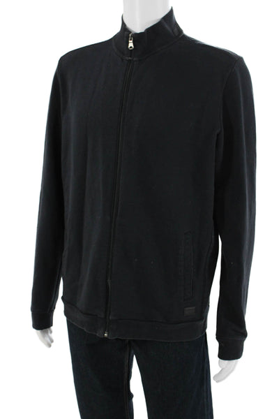 Boss Hugo Boss Mens Windbreaker Black Zip High Neck Cotton Blend Size XL