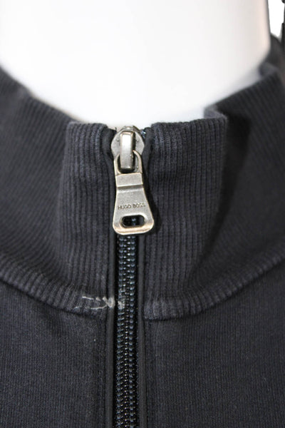 Boss Hugo Boss Mens Windbreaker Black Zip High Neck Cotton Blend Size XL