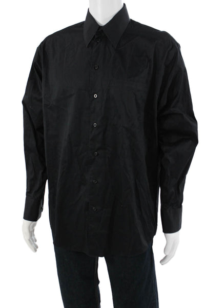 Kenneth Cole Reaction Mens Point Collar Dress Shirt Black Long Sleeve Size 16.5