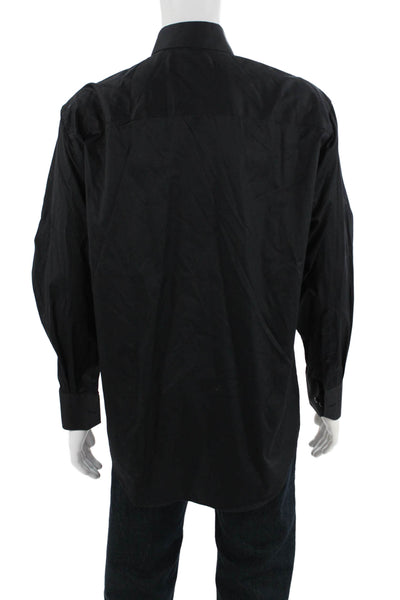 Kenneth Cole Reaction Mens Point Collar Dress Shirt Black Long Sleeve Size 16.5