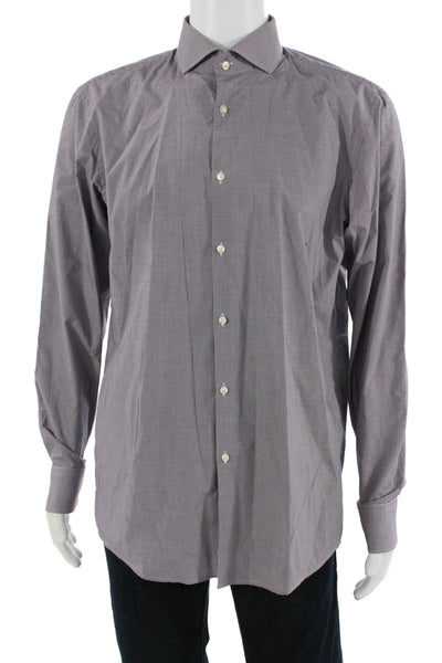 Hugo Hugo Boss Mens Point Collar Check Dress Shirt Dark Gray Size 16
