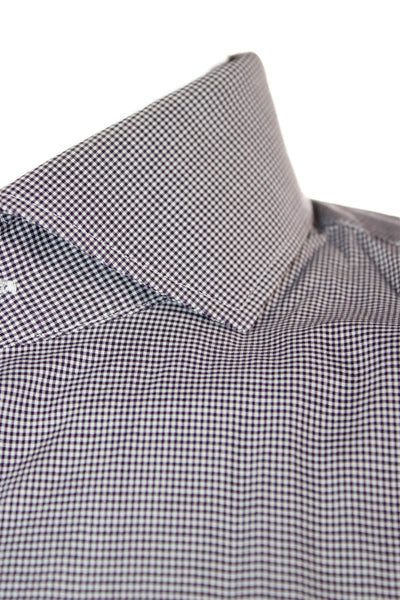 Hugo Hugo Boss Mens Point Collar Check Dress Shirt Dark Gray Size 16