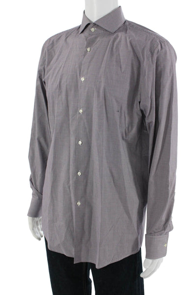 Hugo Hugo Boss Mens Point Collar Check Dress Shirt Dark Gray Size 16