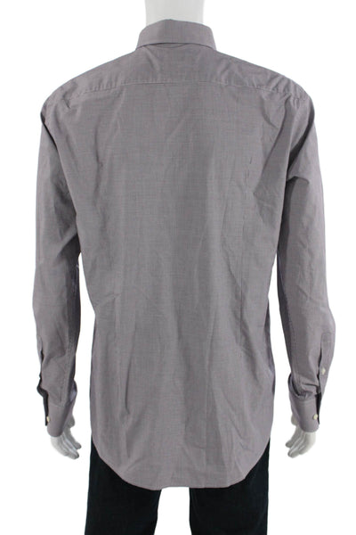 Hugo Hugo Boss Mens Point Collar Check Dress Shirt Dark Gray Size 16