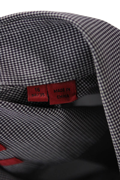 Hugo Hugo Boss Mens Point Collar Check Dress Shirt Dark Gray Size 16