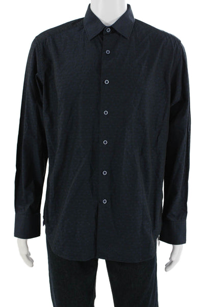 Robert Graham Mens Paisley Black Cotton Point Collar Button-Up Size L
