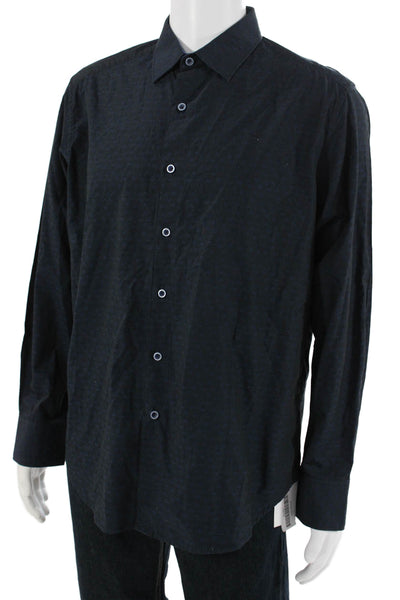 Robert Graham Mens Paisley Black Cotton Point Collar Button-Up Size L