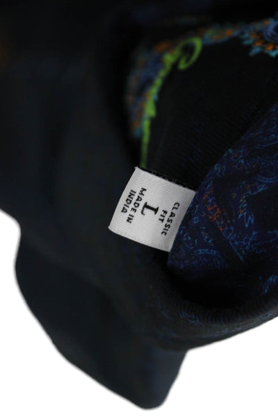 Robert Graham Mens Paisley Black Cotton Point Collar Button-Up Size L