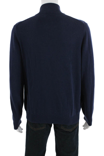 Brooks Brothers Mens Cardigan Full Zip Dark Blue Argyle Supima Cotton Size L