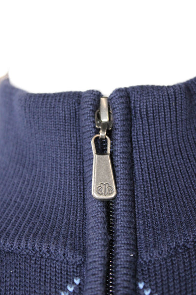 Brooks Brothers Mens Cardigan Full Zip Dark Blue Argyle Supima Cotton Size L
