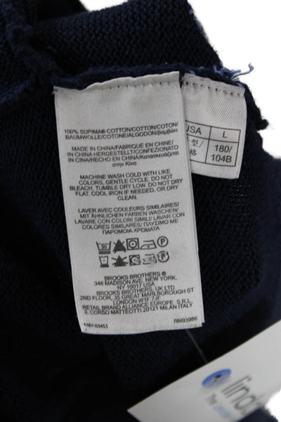 Brooks Brothers Mens Cardigan Full Zip Dark Blue Argyle Supima Cotton Size L
