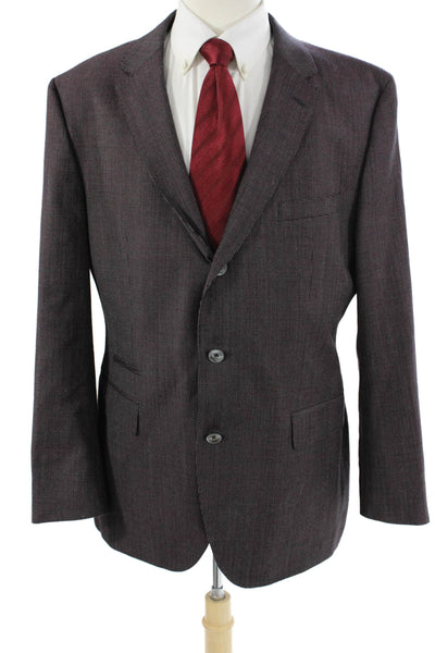 Boss Hugo Boss Mens Brown 100% Virgin Wool Geometric Blazer Button Size 44