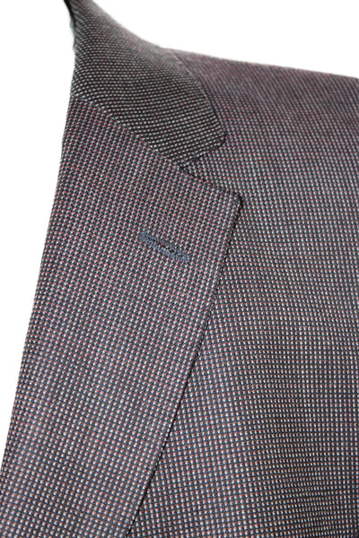 Boss Hugo Boss Mens Brown 100% Virgin Wool Geometric Blazer Button Size 44