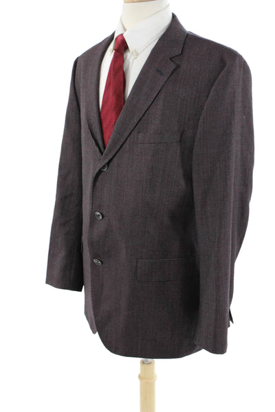 Boss Hugo Boss Mens Brown 100% Virgin Wool Geometric Blazer Button Size 44