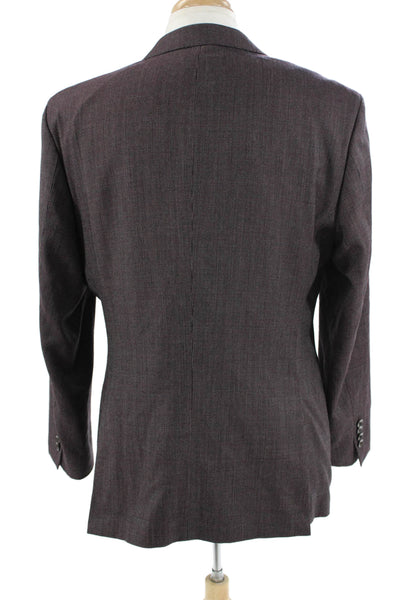 Boss Hugo Boss Mens Brown 100% Virgin Wool Geometric Blazer Button Size 44
