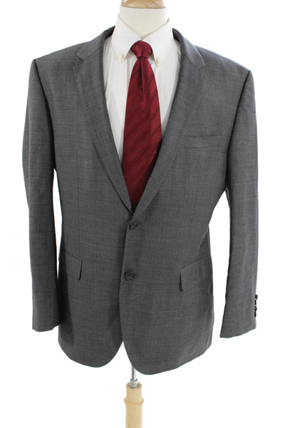 Boss Hugo Boss Mens 2 Piece Gray Virgin Wool Suit Jacket Size 44