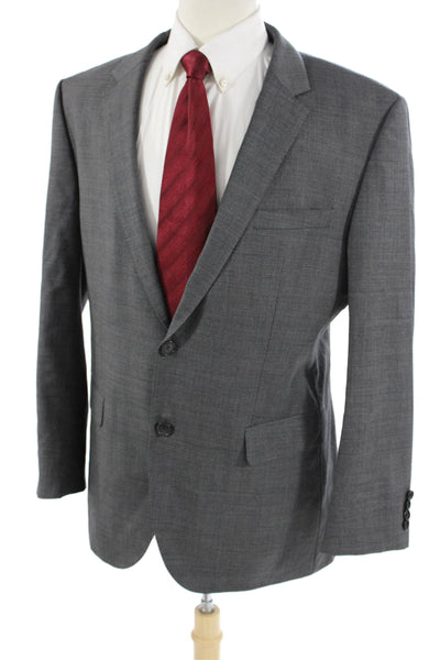 Boss Hugo Boss Mens 2 Piece Gray Virgin Wool Suit Jacket Size 44