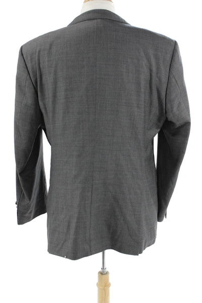 Boss Hugo Boss Mens 2 Piece Gray Virgin Wool Suit Jacket Size 44