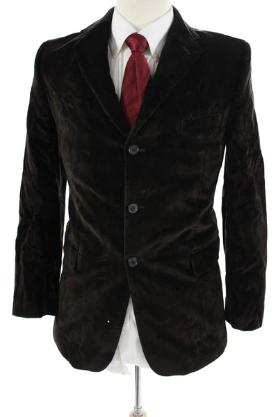 Joseph Abboud Mens Brown Cotton Blazer Collared Button Front Classic Size 40