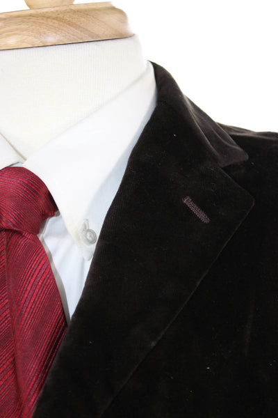 Joseph Abboud Mens Brown Cotton Blazer Collared Button Front Classic Size 40