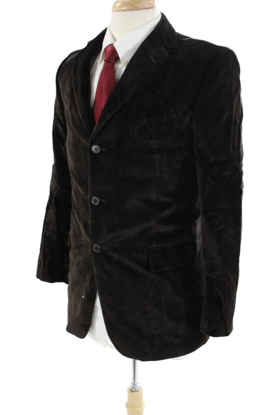 Joseph Abboud Mens Brown Cotton Blazer Collared Button Front Classic Size 40