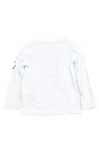 Mona Lisa Collection Boys Cotton Graphic Cartoon Long Sleeve Top White Size 4