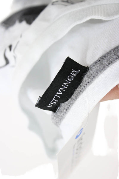 Mona Lisa Collection Boys Cotton Graphic Cartoon Long Sleeve Top White Size 4