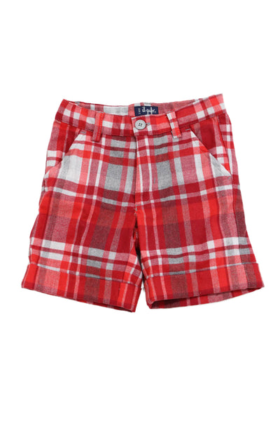 Il Gufo Boys Plaid Print Buttoned Cuffed Hem Pants Red Size 2