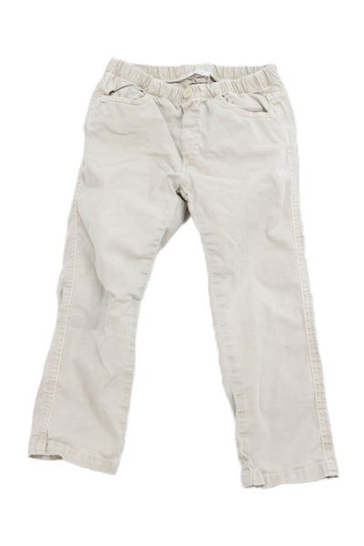 Il Gufo Boys Cotton Elastic Waist Straight Pants Beige Size 4