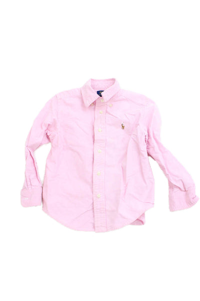 Polo Ralph Lauren Boys Cotton Collared Long Sleeve Buttoned-Down Pink Size 4