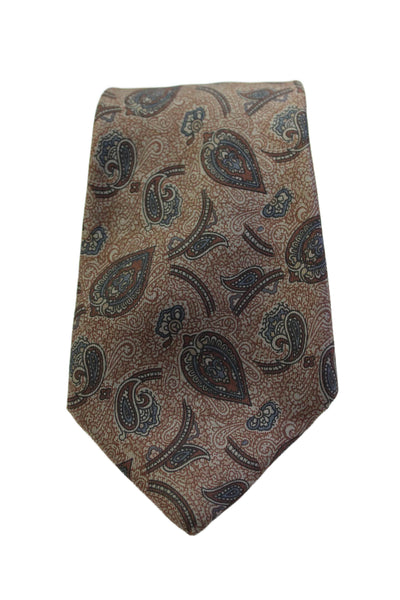 Christian Dior Vintage Mens Paisley Print Classic Necktie Brown