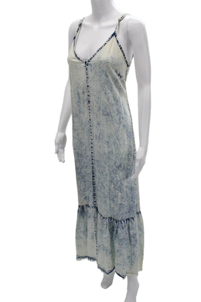 Electric & Rose Women Maxi Slip Dress Beige V-Neck Lyocell Sleeveless Size S