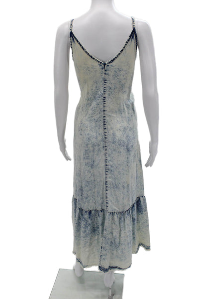 Electric & Rose Women Maxi Slip Dress Beige V-Neck Lyocell Sleeveless Size S