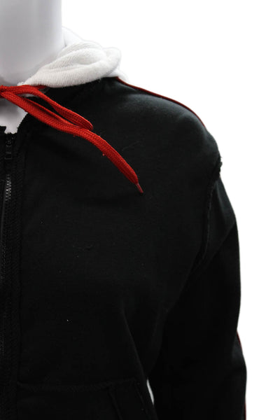 JKT Unisex Full-zip Hoodie Black Cotton Drawstring Long Sleeve Size XS