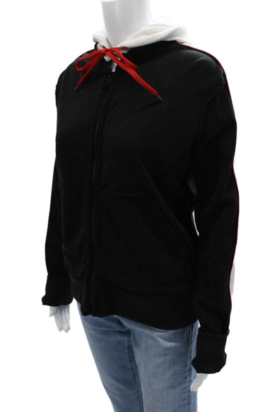 JKT Unisex Full-zip Hoodie Black Cotton Drawstring Long Sleeve Size XS