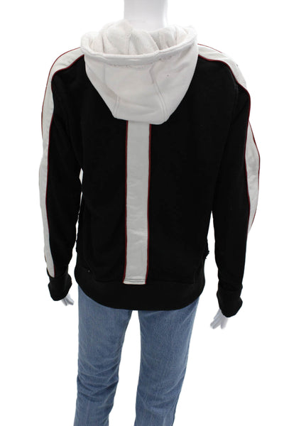 JKT Unisex Full-zip Hoodie Black Cotton Drawstring Long Sleeve Size XS