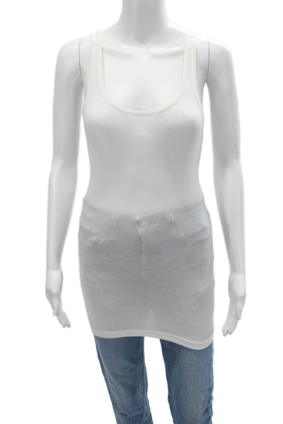ATM Women Basic Camisole White Modal Blend Sleeveless Round Neck Size XS