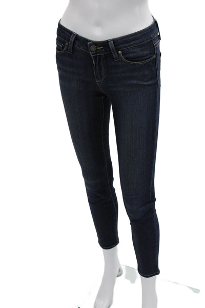 Paige Womens Ankle Skinny Jeans Dark Blue Mid-Rise Rayon Cotton 25in Size 24