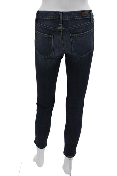 Paige Womens Ankle Skinny Jeans Dark Blue Mid-Rise Rayon Cotton 25in Size 24