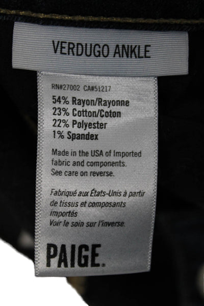 Paige Womens Ankle Skinny Jeans Dark Blue Mid-Rise Rayon Cotton 25in Size 24