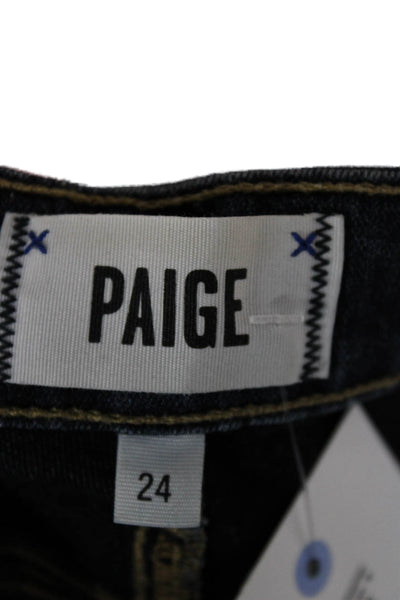 Paige Womens Ankle Skinny Jeans Dark Blue Mid-Rise Rayon Cotton 25in Size 24