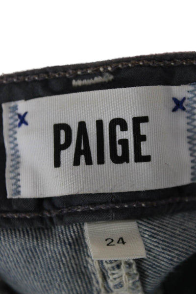 Paige Women Skinny Ankle Jeans Blue Mid-Rise Button Petite Size 24