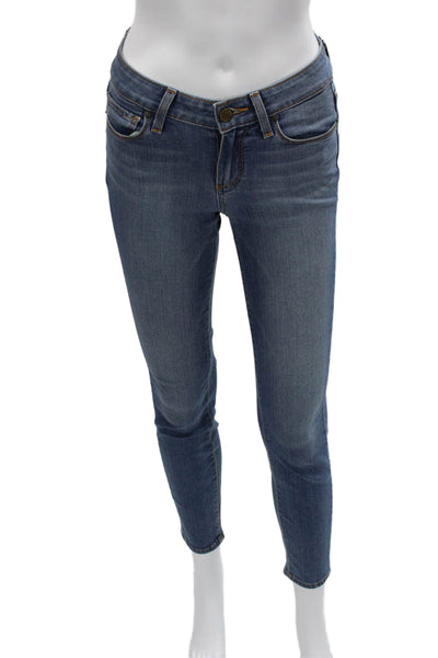 Paige Womens Ankle Skinny Blue Mid Rise Jeans Size 24