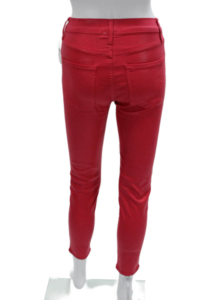 Agolde Women Ankle Skinny Jeans Red Button 98% Cotton Size 24