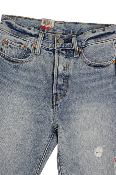 Levis Womens Straight Jeans Light Blue Mid Rise 25 Inseam Size 24