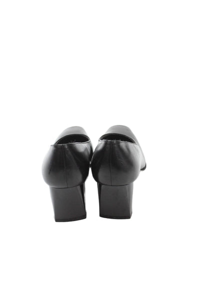 Stuart Weitzman Womens Leather Square Toe Pumps Black Size 3.5 B