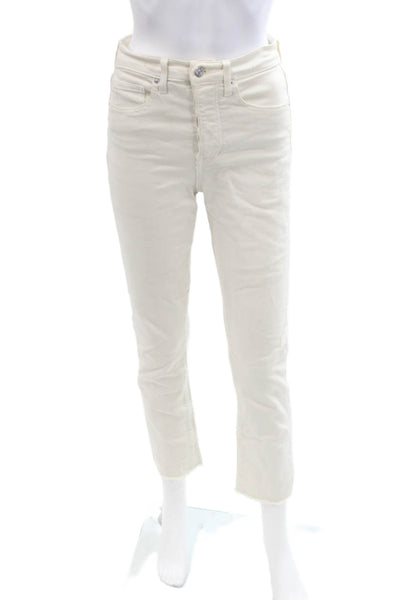 Veronica Beard Women Ankle Cropped Jeans White 27 Inseam Size 25