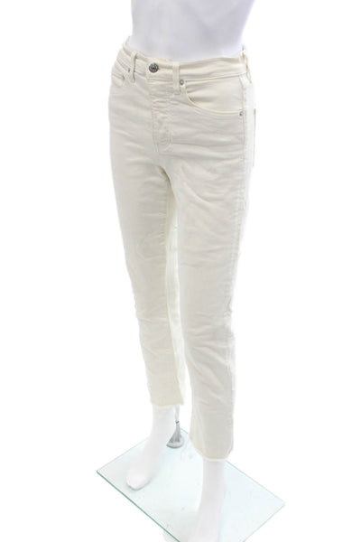 Veronica Beard Women Ankle Cropped Jeans White 27 Inseam Size 25