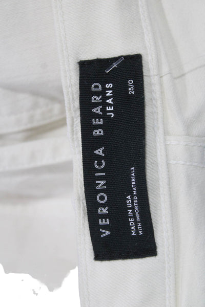 Veronica Beard Women Ankle Cropped Jeans White 27 Inseam Size 25