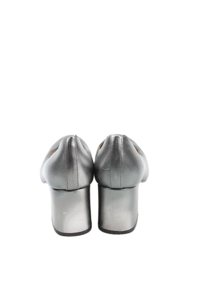 FS/NY Women's Round Toe Scallop Edge Block Heels Pumps Silver Size 8.5